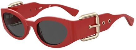 Moschino Rode Frame Grijze Lens Zonnebril Moschino , Red , Unisex - 53 MM