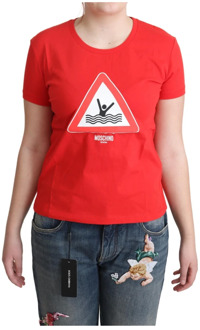 Moschino Rode Katoenen Zwem Grafische T-shirt Moschino , Red , Dames - S