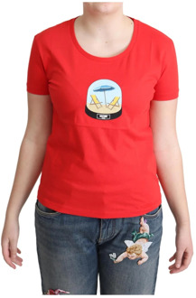 Moschino Rode Logo Print T-shirt - Korte Mouwen Moschino , Red , Dames - M,S,Xs