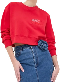 Moschino Rode Sweatshirt met Logo Applicatie Moschino , Red , Dames - M,S,Xs