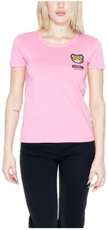 Moschino Roze bedrukt dames T-shirt met korte mouwen Moschino , Pink , Dames - L,M