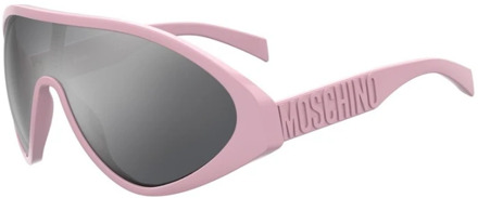 Moschino Roze Frame Zilveren Spiegel Zonnebril Moschino , Pink , Unisex - ONE Size
