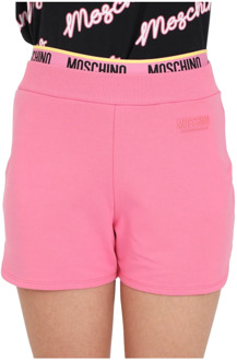 Moschino Roze Logo Elastische Taille Dames Shorts Moschino , Pink , Dames - L,M,Xs