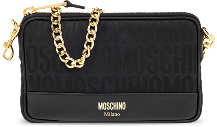 Moschino Schoudertas met logo Moschino , Black , Dames - ONE Size