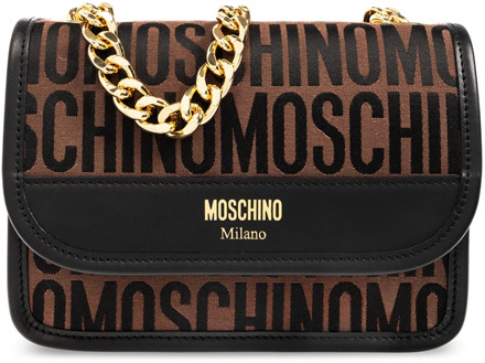 Moschino Schoudertas met monogram Moschino , Brown , Dames - ONE Size