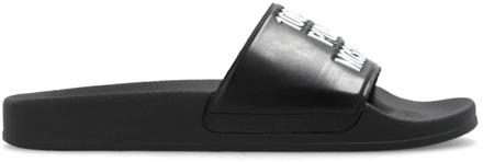 Moschino Slippers met logo Moschino , Black , Heren - 39 Eu,40 EU