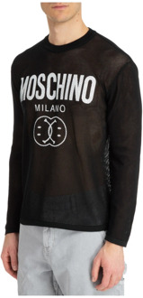 Moschino Smiley Logo Print Katoenen Sweatshirt Moschino , Black , Heren