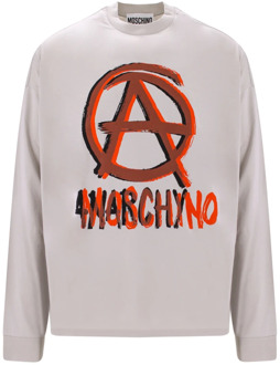 Moschino Stijlvol Grijs Katoenen T-Shirt met Ritssluiting Moschino , Gray , Heren - Xl,L,M,S