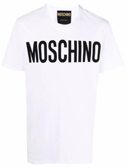 Moschino Stijlvolle witte T-shirts en Polos Moschino , White , Heren - 2Xl,Xl,L,M,S