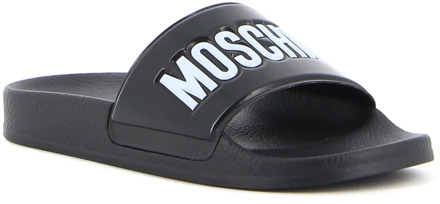 Moschino Stijlvolle Zwembad Slides Moschino , Black , Dames - 41 EU
