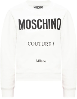 Moschino Sweatshirt met logo Moschino , White , Dames - 2Xs,3Xs