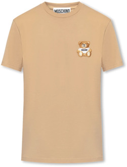 Moschino T-shirt met logo Moschino , Beige , Heren - XL