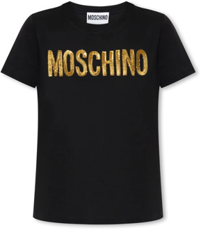 Moschino T-shirt met logo Moschino , Black , Dames - S