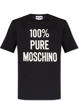 Moschino T-shirt met logo Moschino , Black , Heren - 2Xl,Xl,L,M,S