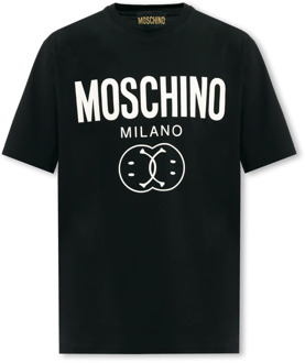 Moschino T-shirt met logo Moschino , Black , Heren