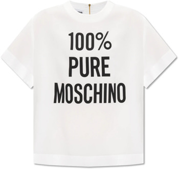 Moschino T-shirt met logo Moschino , White , Dames - S,Xs,2Xs