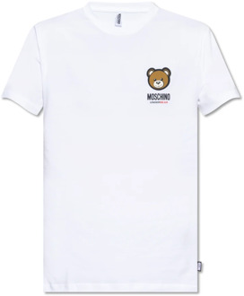 Moschino T-shirt met logo Moschino , White , Heren - 2Xl,Xl,L,M,S