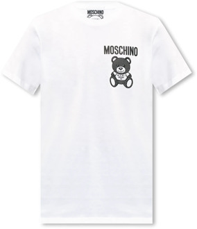 Moschino T-shirt met logo Moschino , White , Heren - 2Xl,Xl,L,M