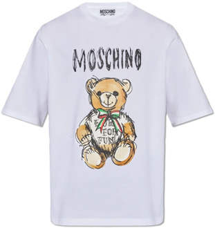 Moschino T-shirt met logo Moschino , White , Heren - L,S,Xs