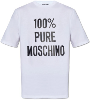 Moschino T-shirt met logo Moschino , White , Heren - Xl,L,M,S