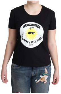 Moschino T-shirt met Sunny Milano Print Moschino , Black , Dames - M,Xs