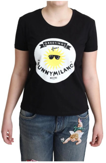 Moschino T-shirt met Sunny Milano Print Moschino , Black , Dames - XS