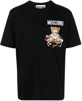 Moschino Teddy Bear Print Katoenen T-shirt Moschino , Black , Heren - 2Xl,Xl,L