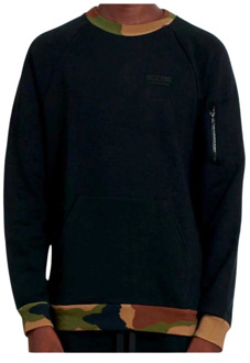 Moschino Trainingsshirt, Camouflageprint, Comfortabel en Stijlvol Moschino , Black , Heren - L,S,Xs