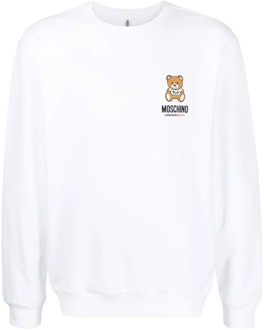 Moschino Trainingsshirt met Teddybeer Motief Moschino , White , Heren - 2XL