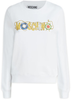 Moschino Trendy Sweatshirt Collectie Moschino , White , Dames - 2XS