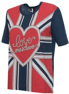 Moschino Union Jack Hart Graphic T-shirt Donkerblauw