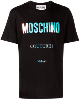 Moschino Unisex Volwassen Couture Milano Reflective Logo T-Shirt (Zwart)