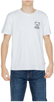Moschino Wit Bedrukt Ronde Hals T-shirt Moschino , White , Heren - Xl,L,M