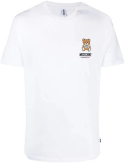 Moschino Wit Stretch Katoenen T-Shirt Moschino , White , Heren - 2Xl,Xl,L,M
