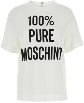 Moschino Witte crepe t-shirt - Stijlvol en veelzijdig Moschino , White , Dames - S,Xs,2Xs