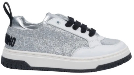 Moschino Witte en Zilveren Sneakers Moschino , Gray , Dames - 37 EU