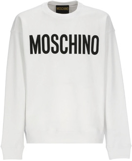 Moschino Witte Katoenen Sweatshirt met Contrasterend Logo Moschino , White , Heren - Xl,L,M