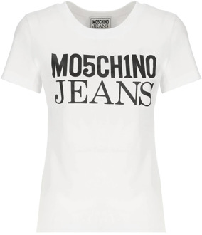 Moschino Witte Katoenen T-shirt met Logo Print Moschino , White , Dames - L,M