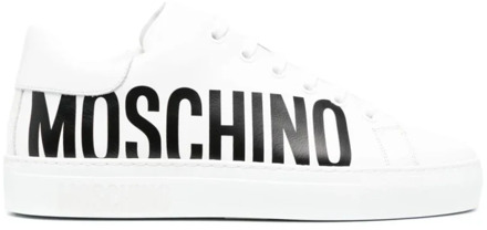 Moschino Witte Leren Sneakers met Logo Print Moschino , White , Dames - 38 Eu,36 EU