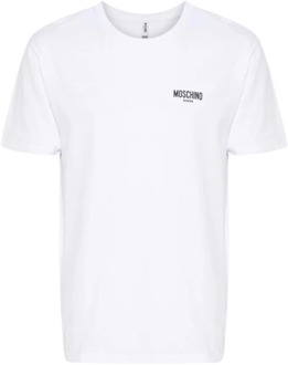 Moschino Witte Logo Print T-shirts en Polos Moschino , White , Heren - 2Xl,Xl