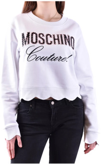 Moschino Witte Ss22 Dames Sweatshirts met Gommino Loafers Moschino , White , Dames