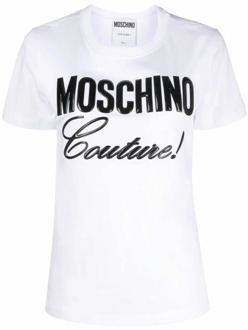 Moschino Witte T-shirt en Polo - Ultiem Comfort en Stijl Moschino , White , Dames - S,Xs,2Xs