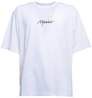 Moschino Witte T-shirt met Zwarte Logo Borduursel Moschino , White , Heren - Xl,L,M,S