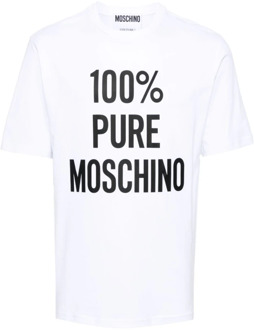 Moschino Witte T-shirts en Polos met Slogan Print Moschino , White , Heren - 2Xl,Xl,L,M,S