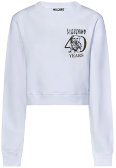 Moschino Witte Teddy Bear Print Sweatshirt Moschino , White , Dames - XS