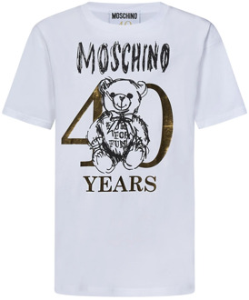 Moschino Witte Teddy Bear Print T-shirt Moschino , White , Dames - M,S