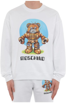Moschino Witte Teddy Bear Robot Trainingsshirt Moschino , White , Heren - M,S