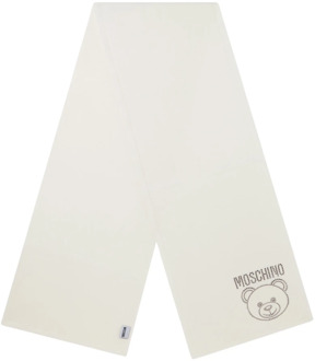 Moschino Witte Wollen Sjaal met Metalen Logo Moschino , White , Unisex - ONE Size
