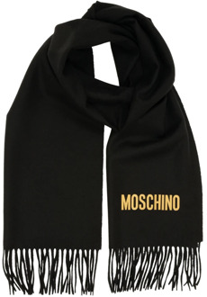 Moschino Wollen Sjaal, Blijf warm en elegant deze winter Moschino , Black , Dames - ONE Size