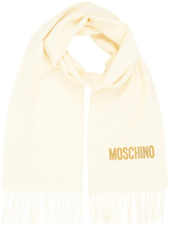 Moschino Wollen Sjaal, Blijf warm en elegant deze winter Moschino , White , Dames - ONE Size